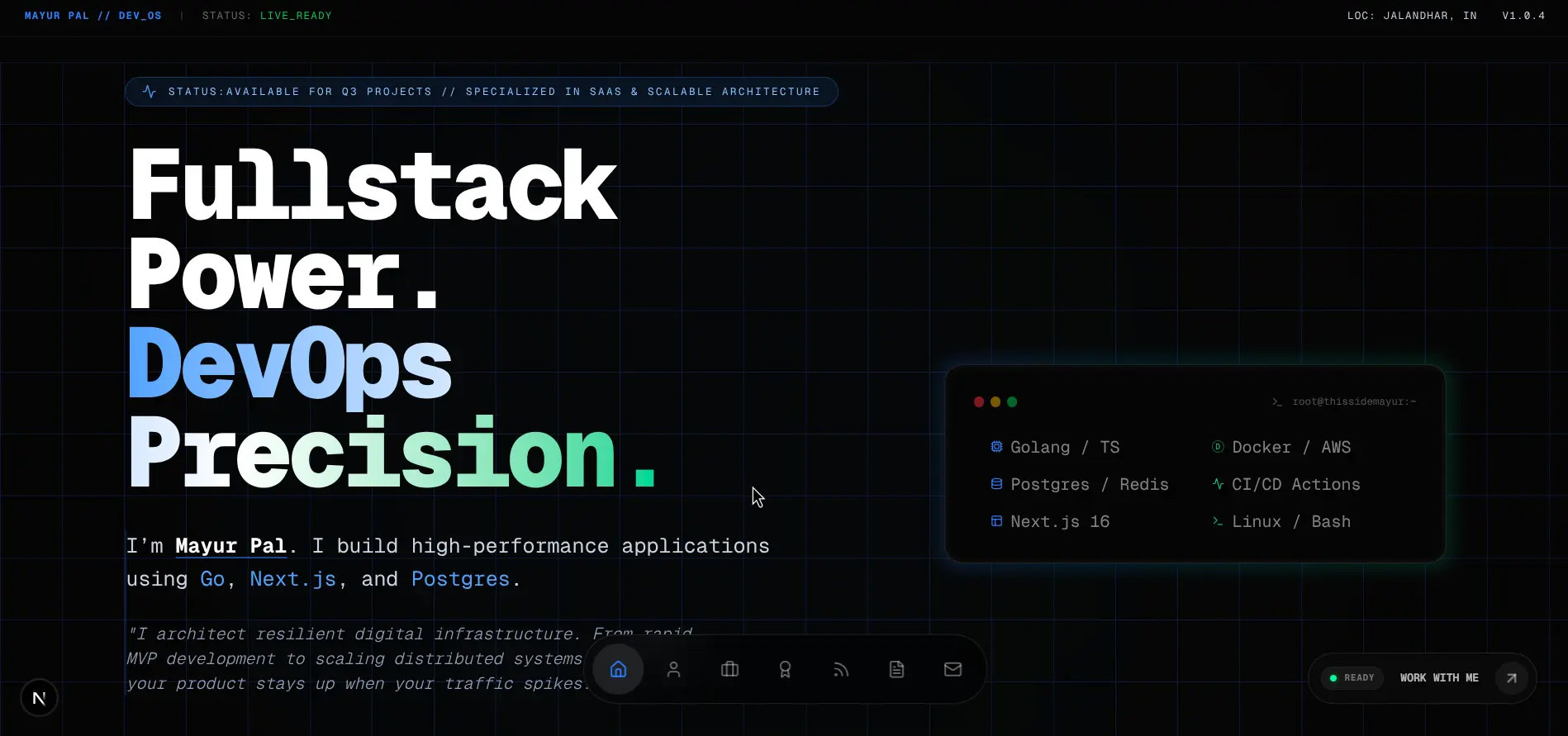 Mayur_OS Portfolio v2.0.0
